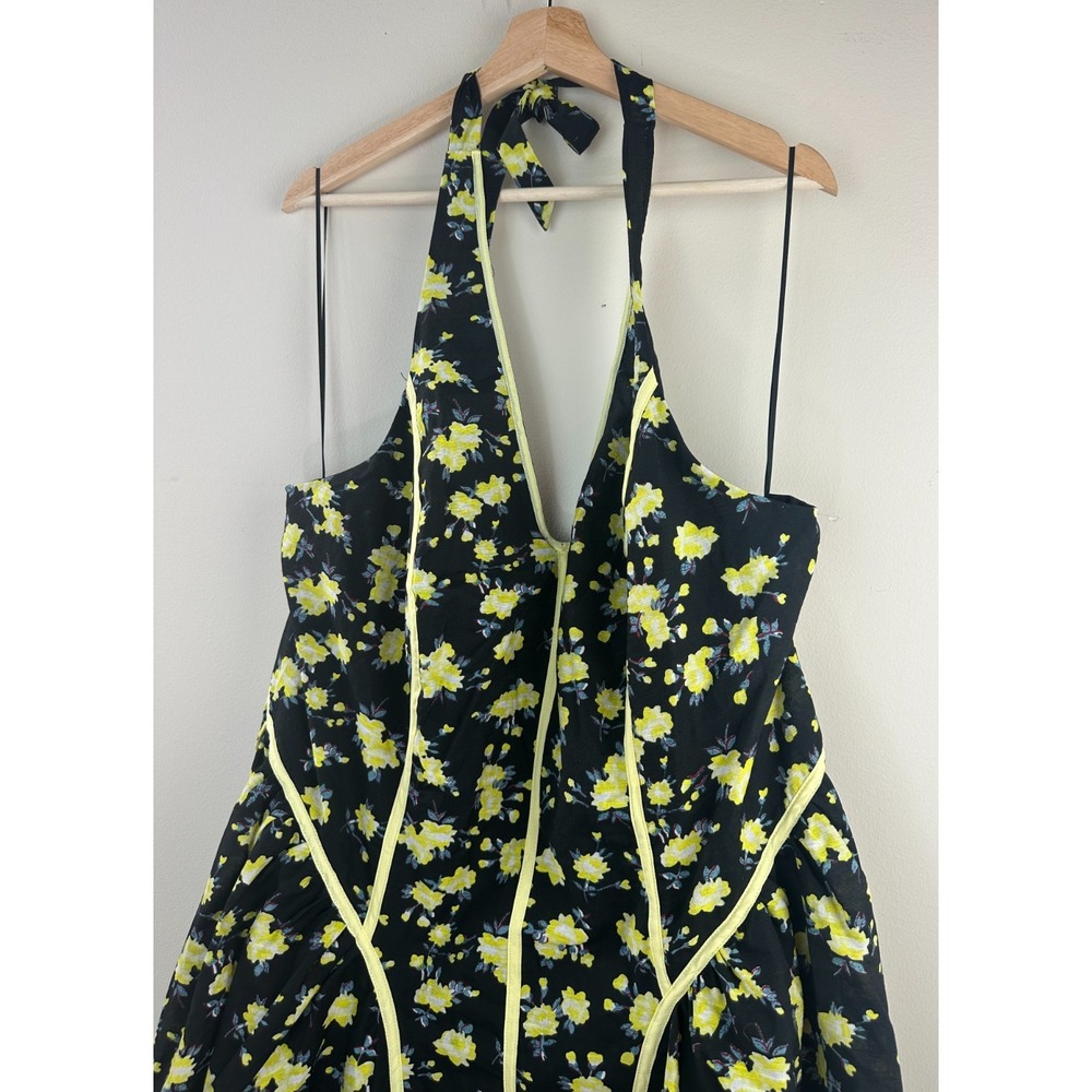 NEW Maeve Anthropologie Halter Fit & Flare Midi Dress Black Yellow Floral 3X - Picture 4 of 16